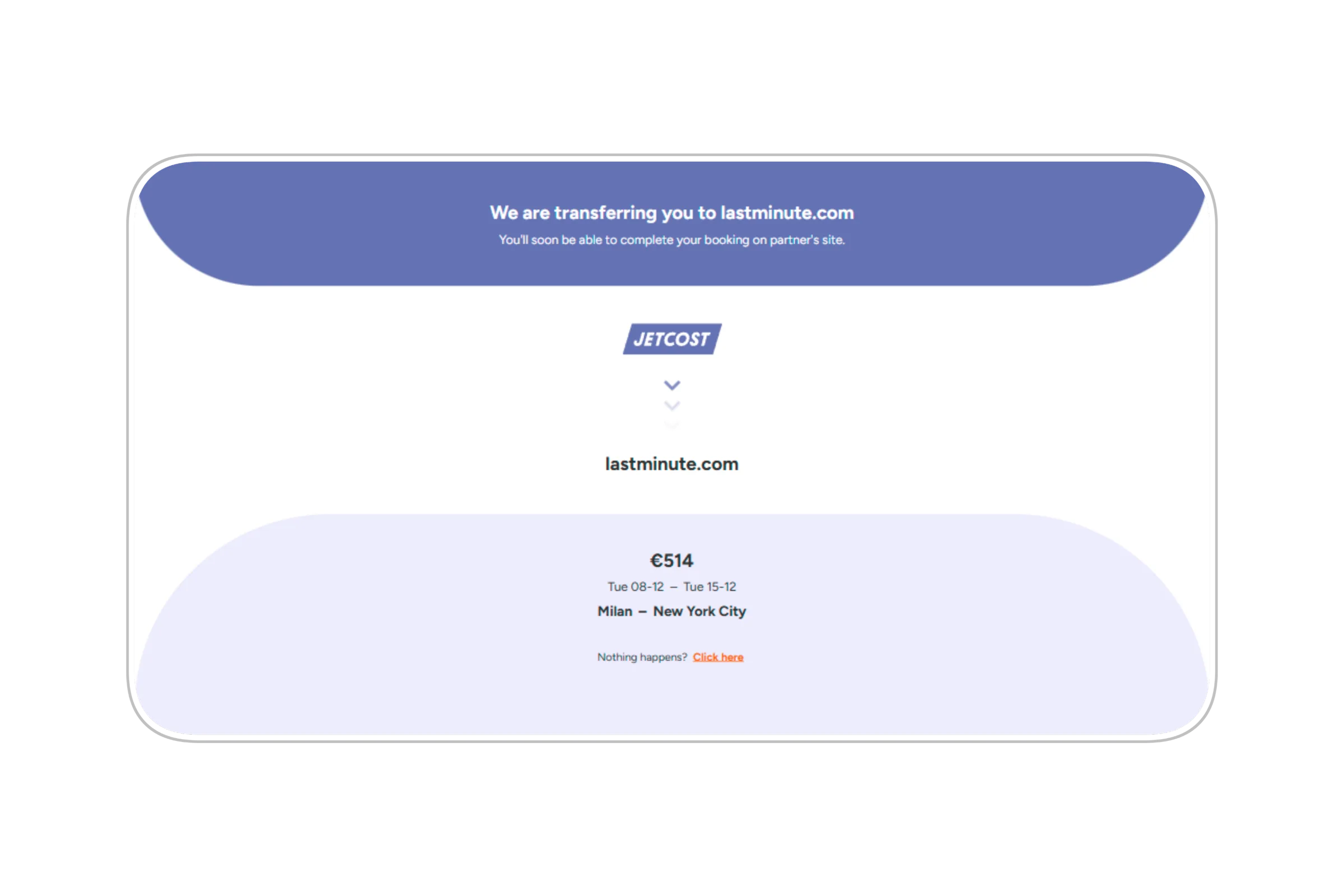Click-out screen towards the partner site